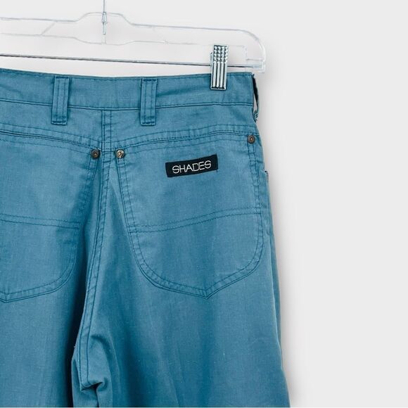 SHADES Vintage 80s Hi-Rise Pants Pleated Front Cinch Ankle In Blue-Green Size 26 - Picture 4 of 6